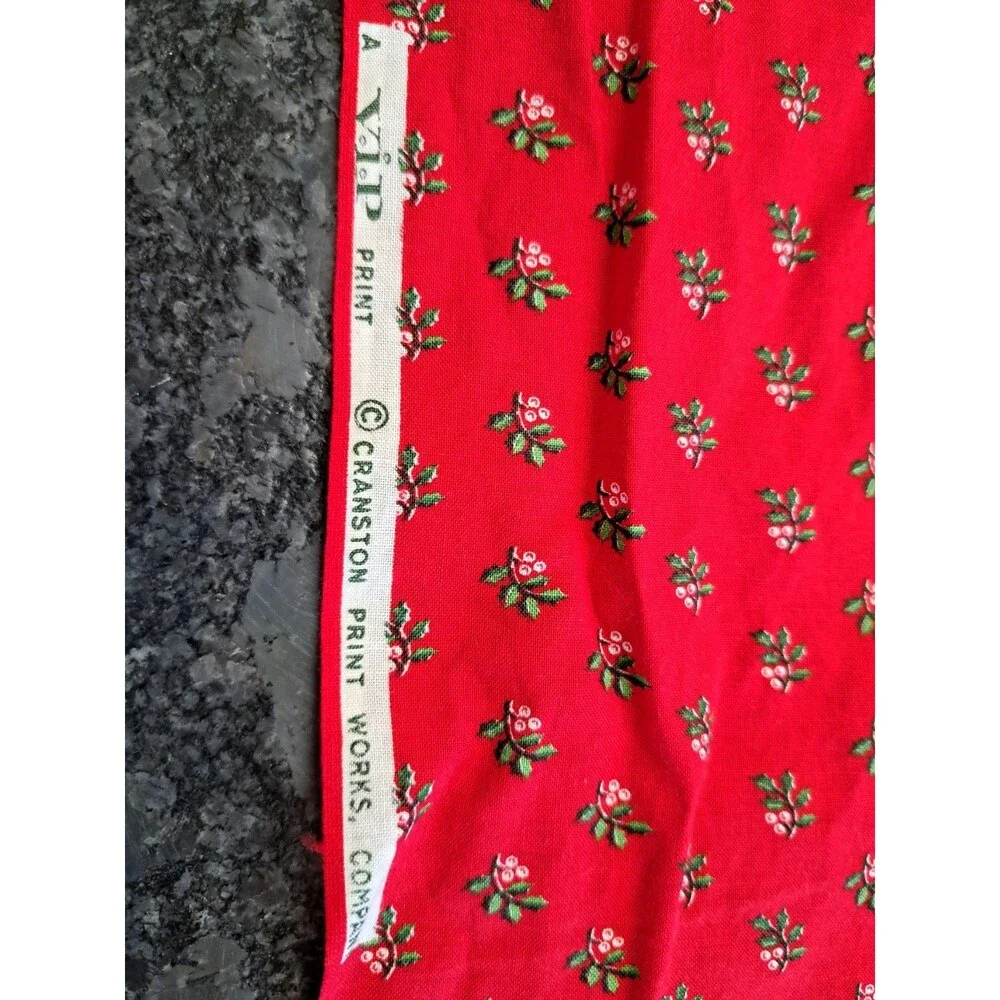 VTG VIP Cranston Print Works Cotton Christmas Fabric 4 Different Pieces FLAWS